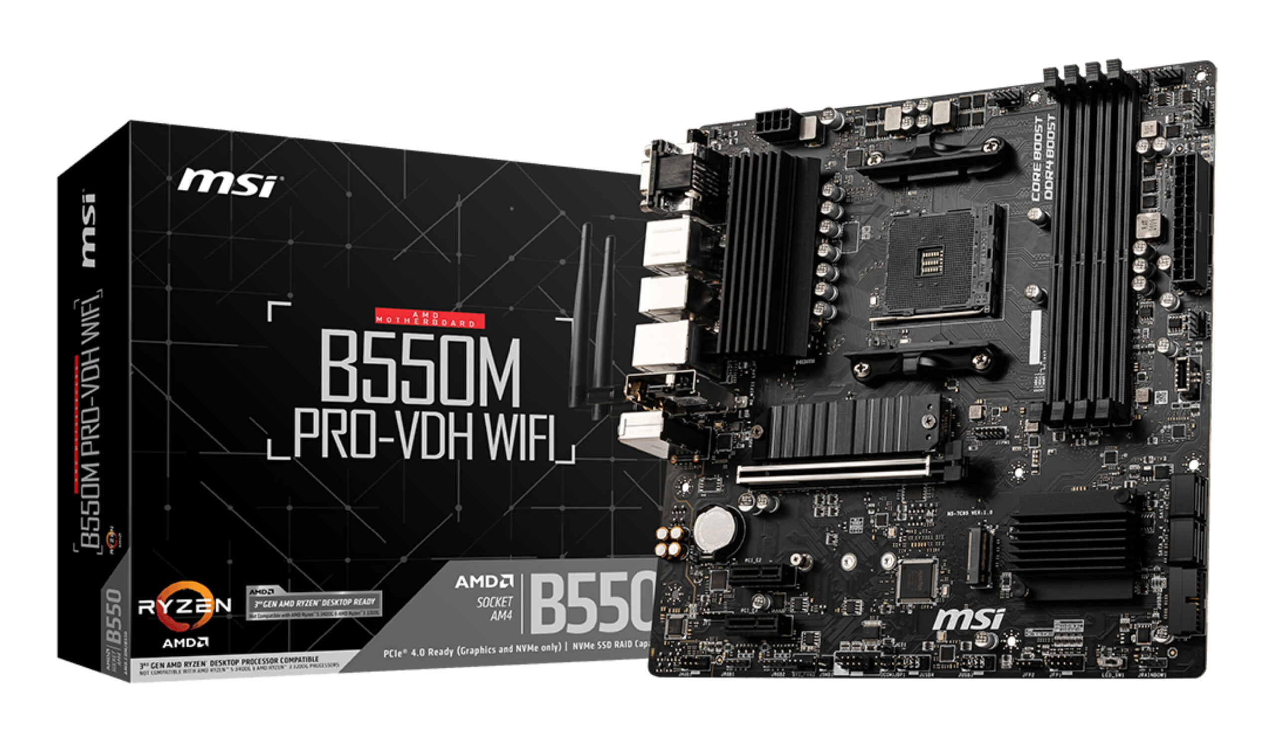 Mb Msi B550m Pro-vdh Wifi Ddr4/socket Am4/hdmi/128gb/4xusb/m.2/micro-atx