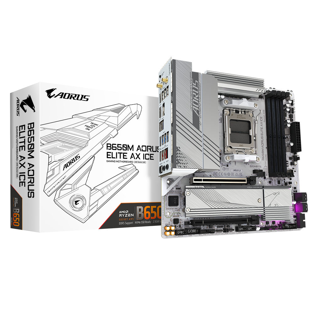 Mb Gigabyte B650m A Elite Ax Ice Socket Am5/4xddr5/hdmi/dp/para Amd/micro Atx