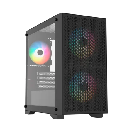 Gabinete Gamer Balam Rush Carbono Aircool 4000A/Mini Torre/Max Mb M-ATX 340Mm/Panel Izq Cristal + Frente Mesh/Negro, Br-938853