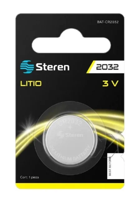 Bateria De Litio Steren Bat-Cr2032 No Recargable, Tipo Boton, 3V, 1 Pieza