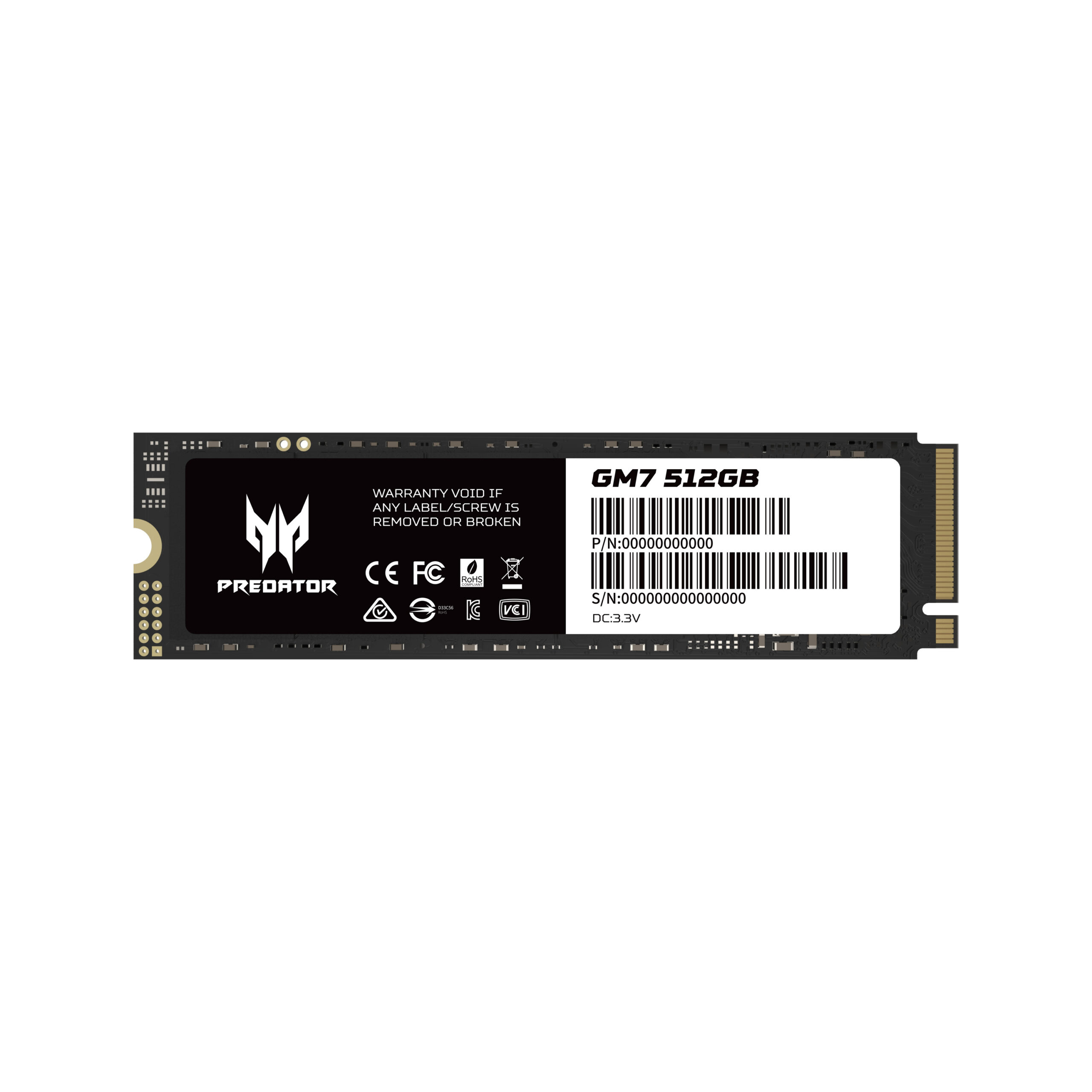 U.ESTADO SOLIDO ACER M.2 512GB BLACK GM7 NVME, BL.9BWWR.117