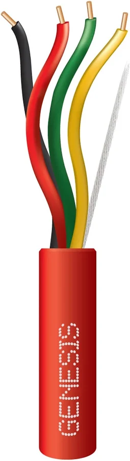 BOBINA DE 305MTS DE ALAMBRE GENESIS 43071104/1000 4X18AWG/TIPO FPLR-CL2R/RESISTENTE AL FUEGO/COLOR ROJO/PARA SISTEMAS CONTRA INCENDIO O SISTEMAS DE EVACUACION