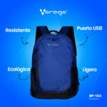 Mochila Vorago Bp-150 Ecológica Rpet Laptop 15.6 Pugladas Azul / Negro