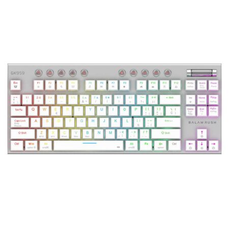 Teclado Gamer Inalámbrico Dominate Expert Gk959 Balam Rush Legend Series Conecta Multidispositivo – Color Blanco, Br-940412