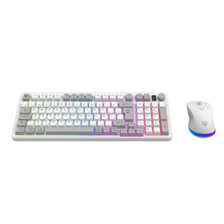 Kit Teclado Y Mouse Inalambrico Gamer Balam Rush Squad Conquest Pro Kg525/Iluminacion Rgb Personalizable/Anti-Ghosting/Español/7200Dpi/Color Blanco/Br-940436