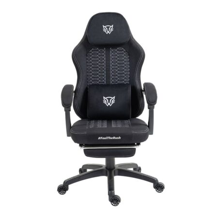 Silla Gamer Balam Rush Force Plus Z1, Color Negro, Hasta 120Kg, Tela, Pvc, Algodon, Nylon, Inclinacion 135°, Reposabrazos Fijos, Reposa Pies, Br-940641