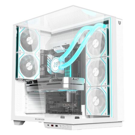 Gabinete Balam Rush Ttank Majestic 7600/Midi-Tower/Con Ventana/Sin Fuente/USB 2.0/3.0/Ventiladores Argb/Blanco/ATX/Br-941501