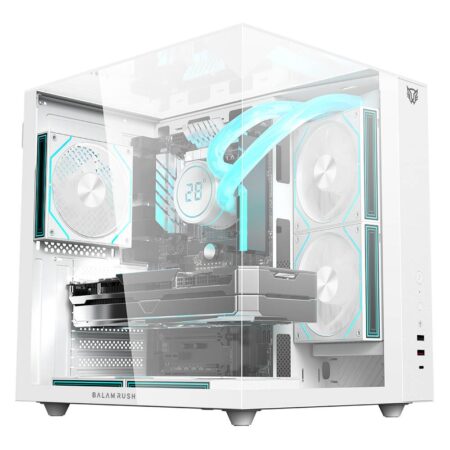 Gabinete Balam Rush Tank Majestic 6600/Midi-Tower/Con Ventana/Sin Fuente/3X120Mm/Argb/USB 2.0-3.0/Blanco/ATX/Br-941532