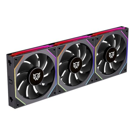 Kit De 3 Ventiladores Balam Rush Br-942102 Eolox Link-R Exl95R/120Mm/Iluminacion Rgb/800-1800Rpm/Pwm 4 Pin/Aspas Inversas/Color Negro