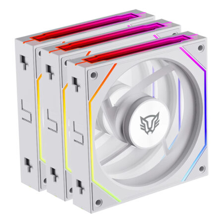 Kit De 3 Ventiladores Balam Rush Br-942119 Eolox Link-R Exl95R/120Mm/Iluminacion Rgb/800-1800Rpm/Pwm 4 Pin/Aspas Inversas/Color Blanco