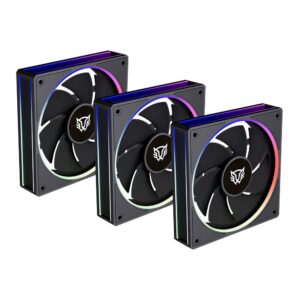 KIT DE 3 VENTILADORES BALAM RUSH BR-942140 EOLOX BORA-R EXB85R/120MM/ILUMINACION RGB/600-1600RPM/PWM 4 PIN/ASPAS INVERSAS/COLOR NEGRO