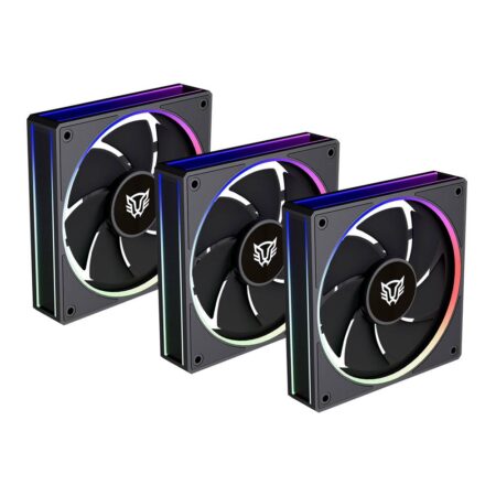 Kit De 3 Ventiladores Balam Rush Br-942140 Eolox Bora-R Exb85R/120Mm/Iluminacion Rgb/600-1600Rpm/Pwm 4 Pin/Aspas Inversas/Color Negro