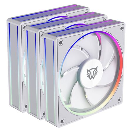 Kit De 3 Ventiladores Balam Rush Br-942157 Eolox Bora-R Exb85R/120Mm/Iluminacion Rgb/600-1600Rpm/Pwm 4 Pin/Aspas Inversas/Color Blanco