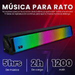 Bocina Inalambrica Vorago Bsp-320/ Bluetooth/Negro/5 W/3.5 Mm/USB/Micro SD/Iluminacion Rgb/3.7V 1200Mah