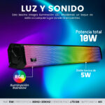 Bocina Inalambrica Vorago Bsp-320/ Bluetooth/Negro/5 W/3.5 Mm/USB/Micro SD/Iluminacion Rgb/3.7V 1200Mah