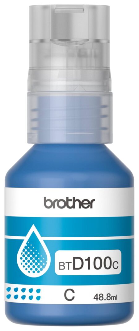 Botella De Tinta Brother Btd100C Cian – Rendimiento Aproximado 5, 000 Páginas, Compatible Con Dcpt230, Dcpt530Dw, Dcpt730Dw, Mfct930Dw