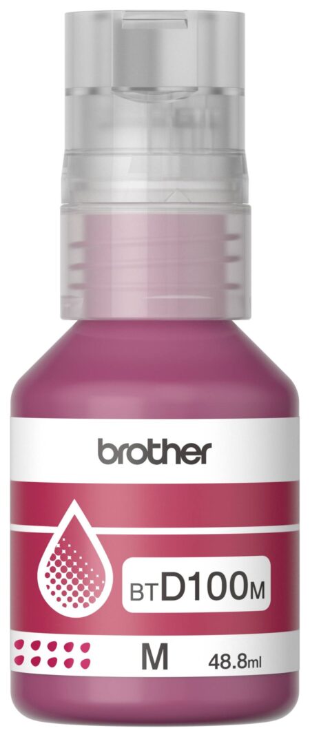 Botella De Tinta Brother Btd100M Magenta – Rendimiento Aproximado 5, 000 Páginas, Compatible Con Dcpt230, Dcpt530Dw, Dcpt730Dw, Mfct930Dw