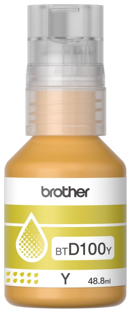 Botella De Tinta Brother Btd100Y Amarillo – Rendimiento Aproximado 5, 000 Páginas, Compatible Con Dcpt230, Dcpt530Dw, Dcpt730Dw, Mfct930Dw