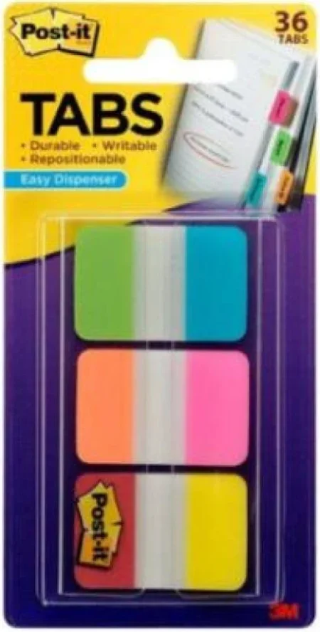 CAJA C/6 PAQUETES DE BANDERITAS ADHESIVAS RIGIDAS POST-IT 686L-GBR 2.5X3.8CM/COLORES PRIMARIOS