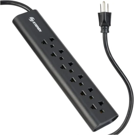 Barra Multicontacto Steren 905-210 6 Salidas Americanas/Europeas, 15A, 1.7 M, Negro