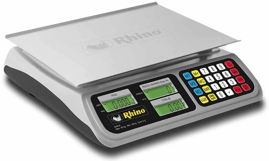 BASCULA COMERCIAL DIGITAL RHINO BAR-8RS/40KG/33X25CM/COLOR GRIS