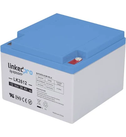 Bateria 12V/26Ah Linkedpro Lk2612 Ul/Tecnologia Agm/Vida Util Promedio De 5 Años/Para Uso En Equipo Electronico/Alarmas De Intrusion/Incendio/Control De Acceso/Video Vigilancia/Terminales M5