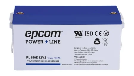 Bateria 12Vcc/150Ah Epcom Powerline Pl150D12V2/Ul/Tecnologia Agm-Vrla/Ciclo Profundo/Fotovoltaica/Terminales T5