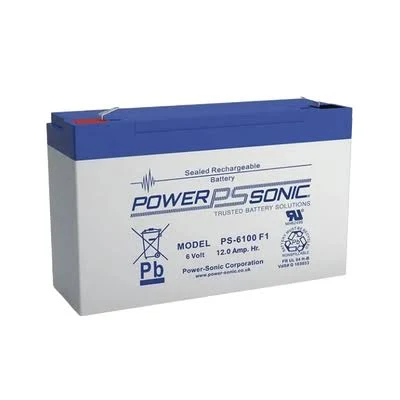 Bateria De Respaldo 6V, 12Ah, Power Sonic Ps-6100-F2 Agm/Vrla, 5 Años Vida Util, Terminales F2, Reconocida Ul