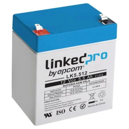 Bateria Linkedpro Lk5.512 12 Vcc/5.5 Ah/Ul/Tecnologia Agm-Vrla/Incendio/Control De Acceso/Video Vigilancia/Terminales F1