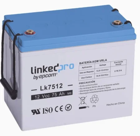 Bateria Linkedpro Lk7512 12 Vcc/75 Ah/Ul/Tecnologia Agm-Vrla/Para Uso En Equipo Electronico