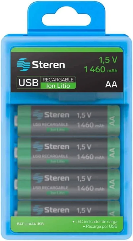 Bateria Recargable Steren Bat-Li-Aa4 USB “Aa” 4 Piezas, 1.5V, 1460 mAh
