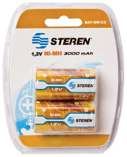 Bateria Alcalina Steren Bat-C2 Tipo C, No Recargables 1.5V, 2 Piezas