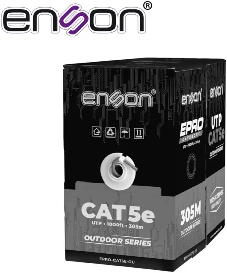 Bobina De Cable Cat5E Utp Enson Epro-Cat5E-Ou, 305 Metros, Negro