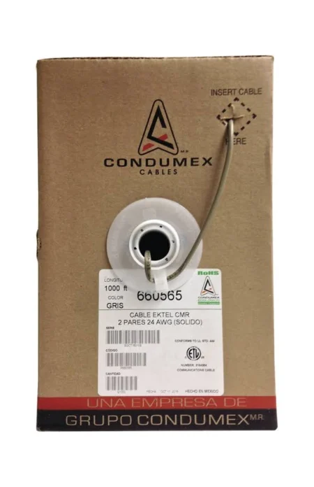 Bobina De Cable Telefonico Modular Steren Tr2X24-1000/2 Vias/24 Awg/Exterior/1000M/Color Marfil
