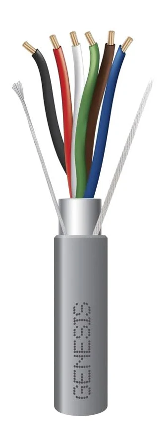 Bobina De Cable 6 X22Awg Blindado Genesis 2206-1109/1000 Riser/305M/Color Gris/Para Aplicaciones De Audio/Seguridad Y Control