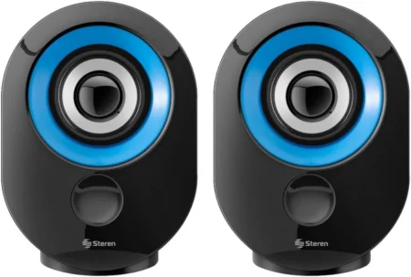 Bocinas Alambricas Steren Boc-068 Roundedge, 70W Rms, USB, Color Negro/Azul