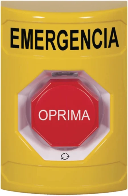 Boton De Panico O Emergencia Sti Ss2209Em-Es Accion Mantenida/Girar Para Restablecer/LED Multicolor/ En Español/Color Amarillo
