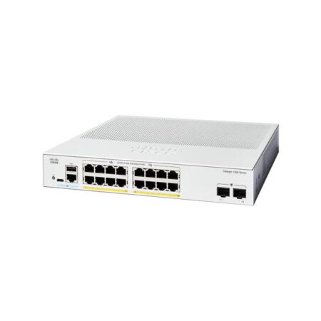Switch Cisco Gigabit Ethernet Catalyst 1300 C1300-16P-2G De 16Puertos/Administrable/Con 120W/2 Puertos Sfp/Incluye Cable Cab-16Awg-AC/36Gbit/S/16000 Entradas