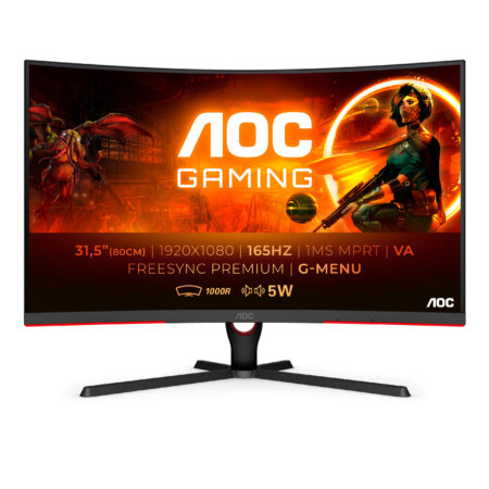 Monitor 32″ AOC C32G3E 1920X1080P 165Hz/2Hdmi/VGA/Displayport/Aspecto 16:9/Bisel Ultra Delgado