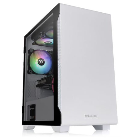 Gabinete Thermaltake S100 Tg Snow/Micro-Tower/Ventana/Sin Fuente/1 Ventilador Instalado/USB 2.0/3.0/Color Blanco/Micro-ATX/Mini-Itx/Ca-1Q9-00S6Wn-00