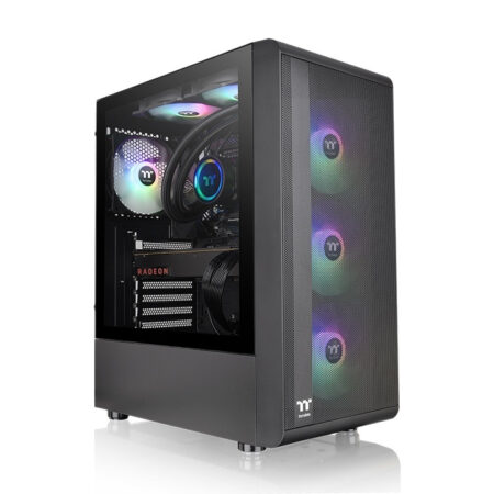 Gabinete Thermaltake S200 Tg Argb/Midi-Tower/Ventana/Sin Fuente/3 Ventiladores Instalados/USB 3.0/Color Negro/ATX/Ca-1X2-00M1Wn-00