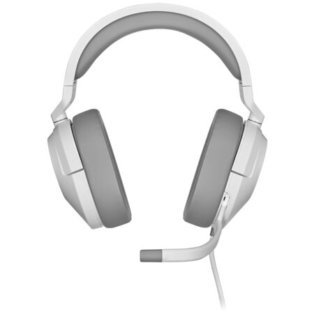 Corsair Hs55 – Auriculares Estéreo Para Juegos (Almohadillas De Espuma Viscoelástica De Cuero – Ligeros, Micrófono Omnidireccional, Color Blanco.