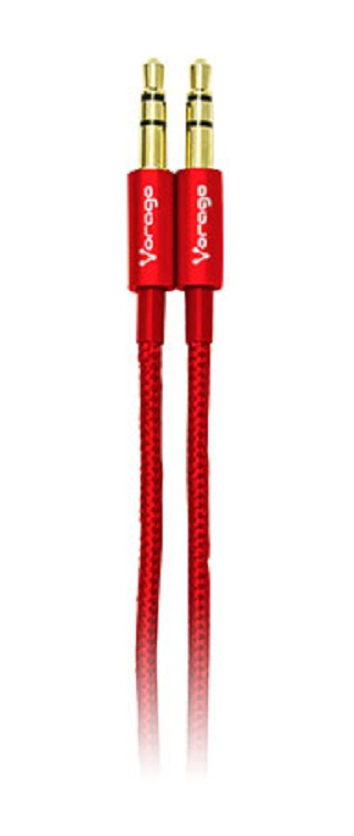 Cable De Audio Auxiliar 3.5Mm Rojo Metalico Vorago Cab-115