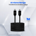 Cable USB-C A USB-C Vorago Cab-124-Bk Negro 1 Metro Carga Rapida