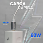 Cable USB-C A USB-C Vorago Cab-124-Wh Blanco 1 Metro Carga Rapida