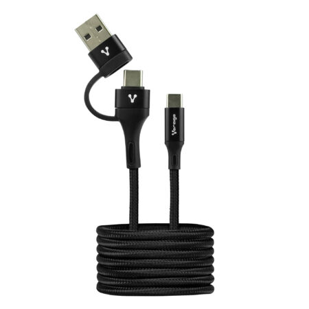 Cable Vorago Tipo C-C C/Adapt USB A Pd 60W Carga Rapida Negro Cab-126