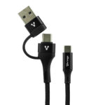 Cable Vorago Tipo C-C C/Adapt USB A Pd 60W Carga Rapida Negro Cab-126