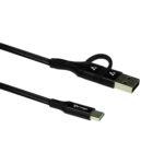 Cable Vorago Tipo C-C C/Adapt USB A Pd 60W Carga Rapida Negro Cab-126