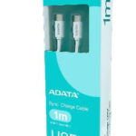 Cable Adata USB Tipo C - USB Tipo C. Conector Reversible Tipo C - Potencia Máxima De Salida De 100 W, Tejido De Nailon, (1 M De Longitud). Color Blanco. Cac