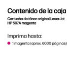 Toner HP 507A Color Magenta 6,000 Paginas Ce403A